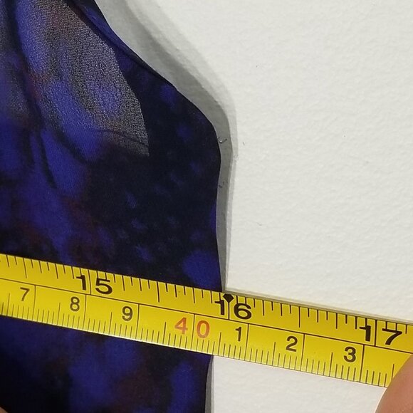 Silence + Noise Blue Red Snake Skin Pattern Scoop Neck Sheer Tank Top Size XS - Picture 7 of 8